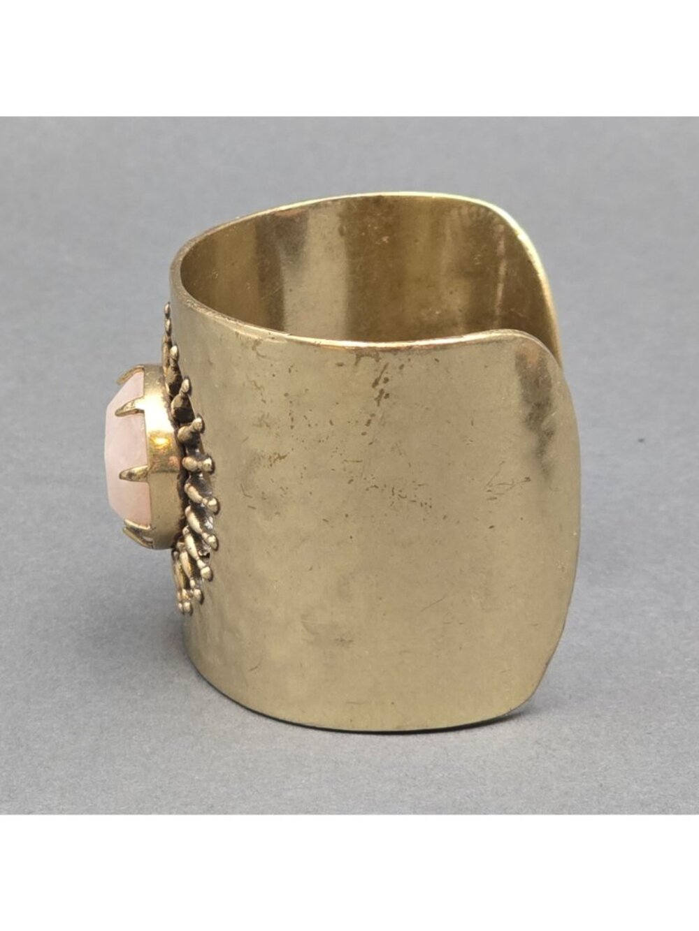 Lucky Brand Brass Sunburst Cuff Bracelet 7" Pink Quartz - Picture 4 of 16